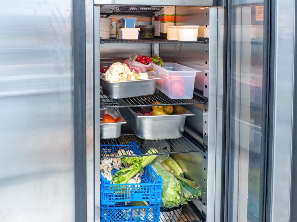 Commercial Refrigerator With Fruits And Vegetables