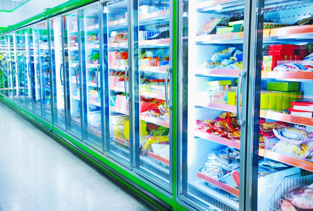Commercial Refrigerators On A Supermarket